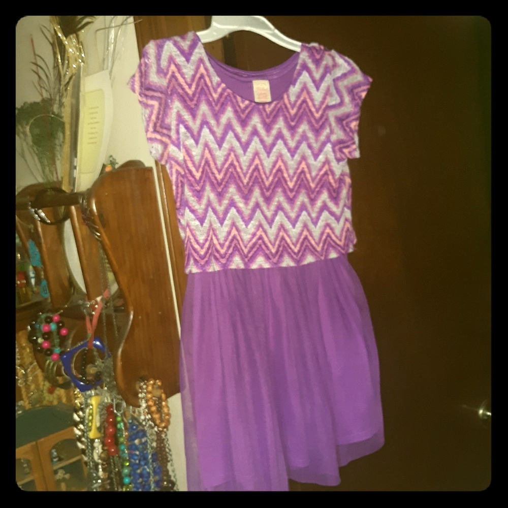 Purple pink Chevron dress